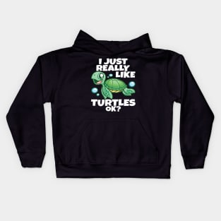 I Just Really Like Sea Turtles OK? Love Funny Sea Turtle Kids Hoodie